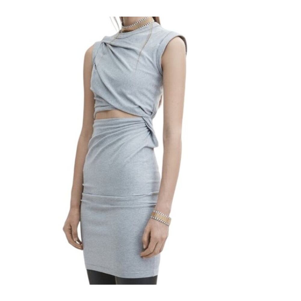 T Alexander Wang Keyhole Cutout Twist Dress Size S Gray